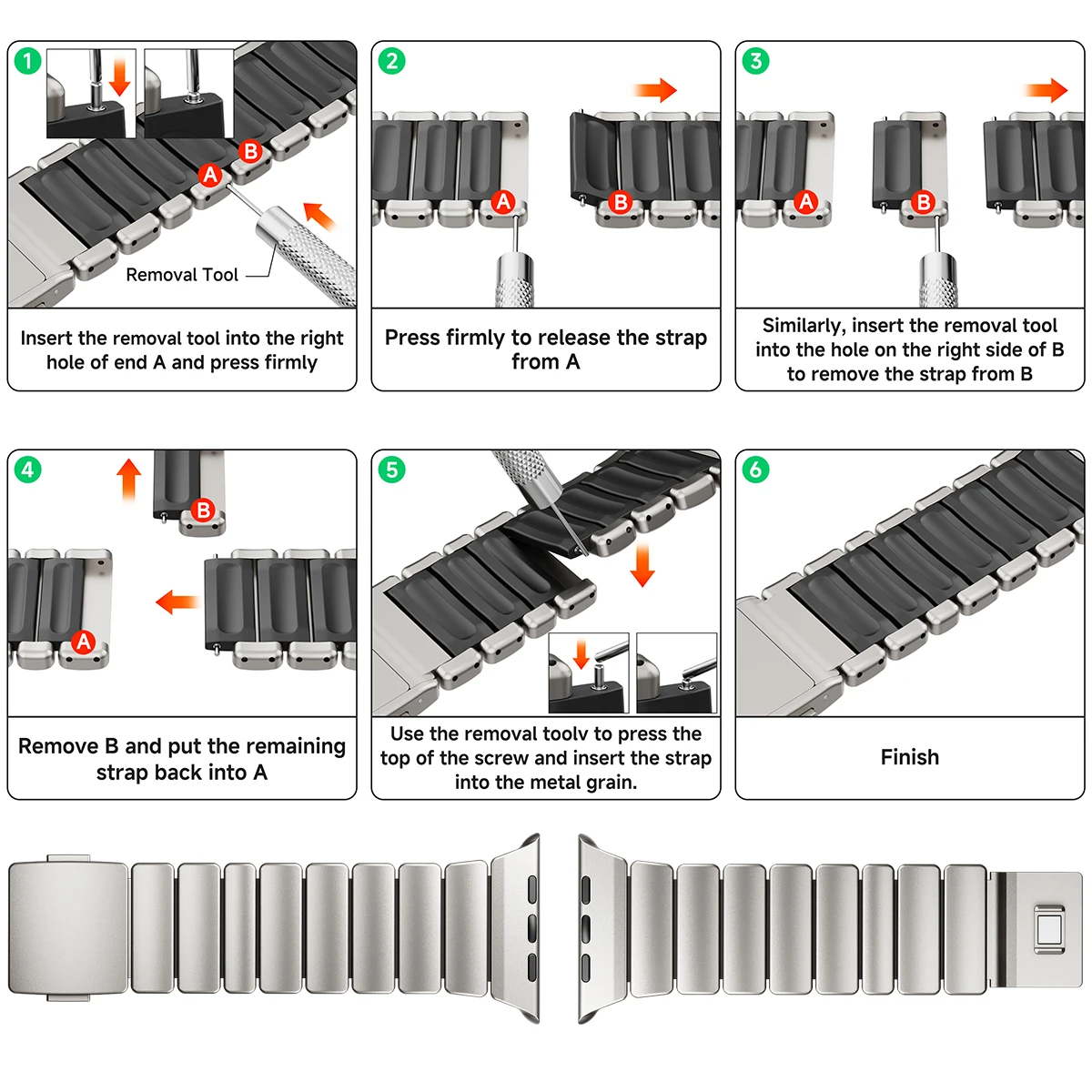 سوار مغناطيسي من التيتانيوم + السيليكون لساعة أبل الترا 3 2 49 مللي متر 46 مللي متر 45 مللي متر 44 مللي متر حزام فاخر لسلسلة 11 10 9 8 7 6 SE #6
