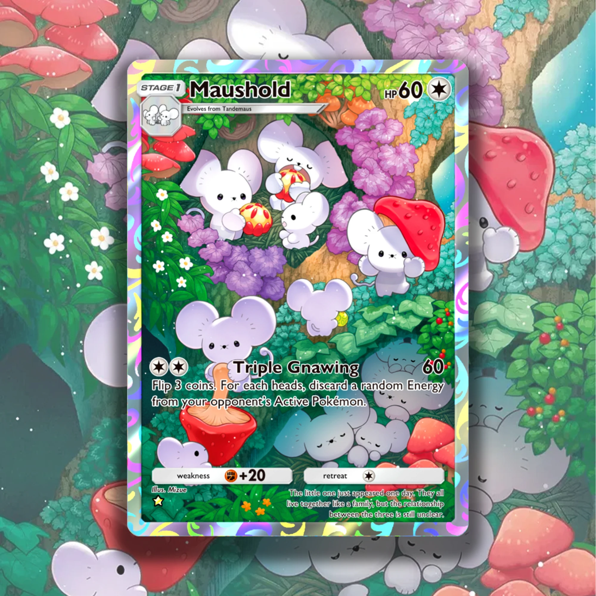 

Pocket PKM PTCG Maushold Stage 1 Card Custom Hobby Collection Cards with Foil Texture Paldean Wonders -B2a Series