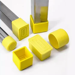 Tappi per tubi in gomma morbida in PVC quadrato rotondo giallo manicotti guarnizione di protezione coperture terminali per guarnizioni antipolvere per mobili per tubi 15mm-55mm