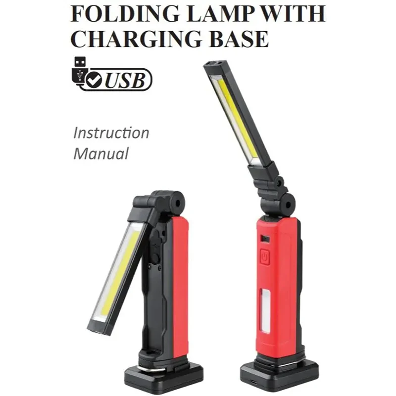 The latest portable flashlight USB rechargeable LED work light magnetic COB lantern outdoor hook light