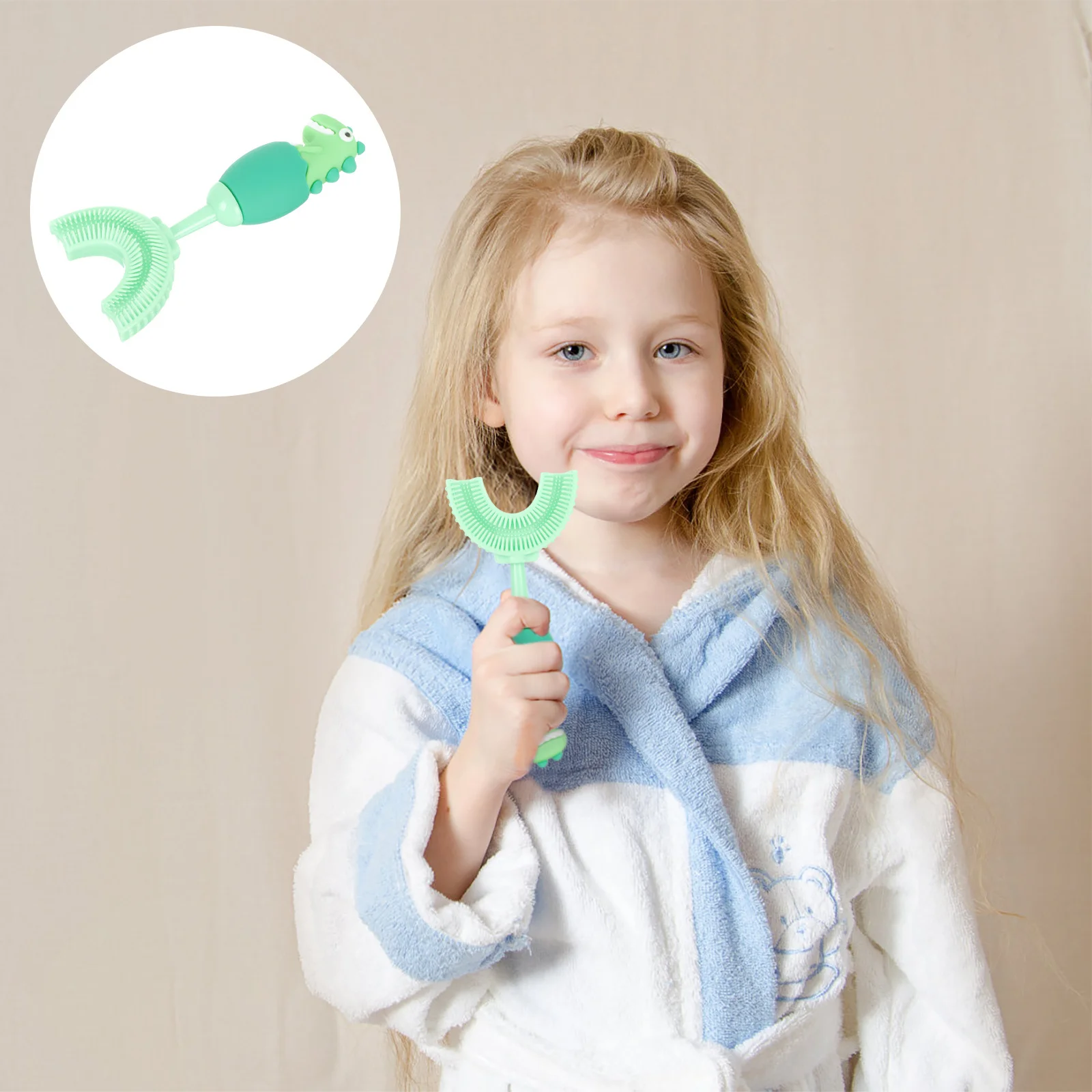 

Силиконовая детская U-образная ручная зубная щетка, прочный очиститель зубов для малышей, зубная щетка в форме полости рта, детская