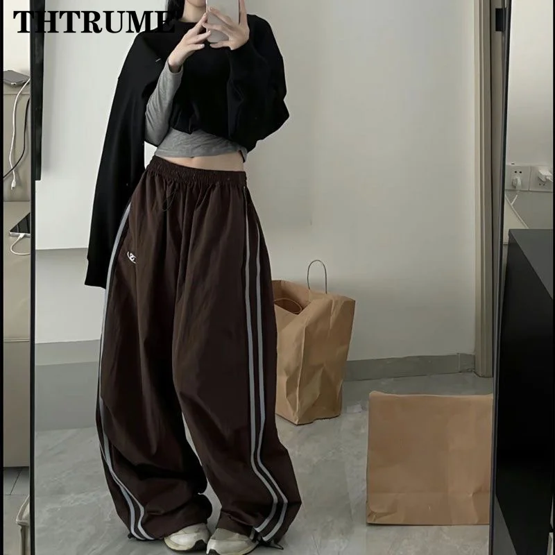 Y2K Vintage Women Loose Pants Oversized Hip Hop Drawstring Pocket Fashion Chic Cargo Pant Casual Office Lady Baggy New Trousers