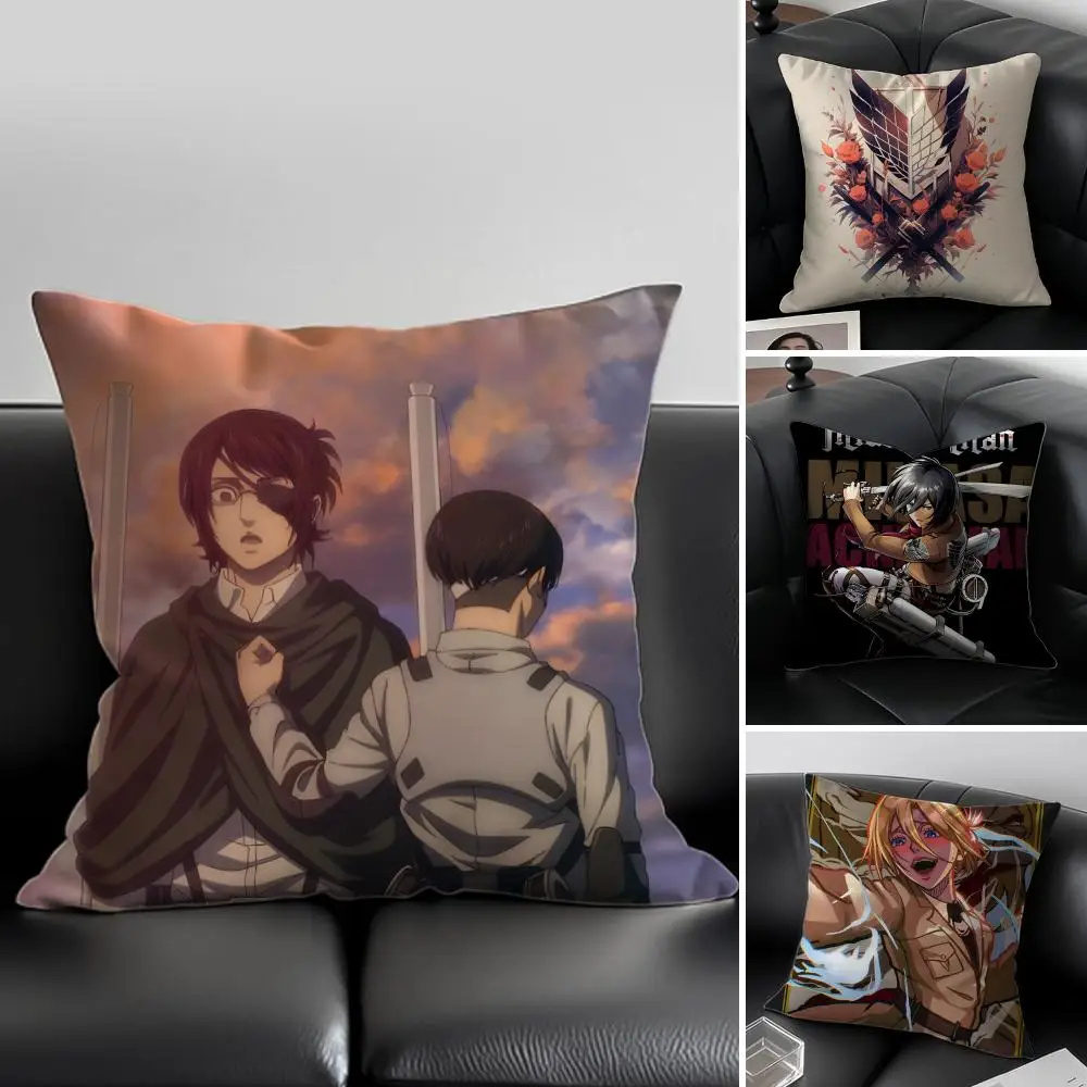 Anime Epic A-Attack on T-Titan Cushion Cover Pillow Case Anti-dustmite Invisible zipper silky short plush Sofa cushion