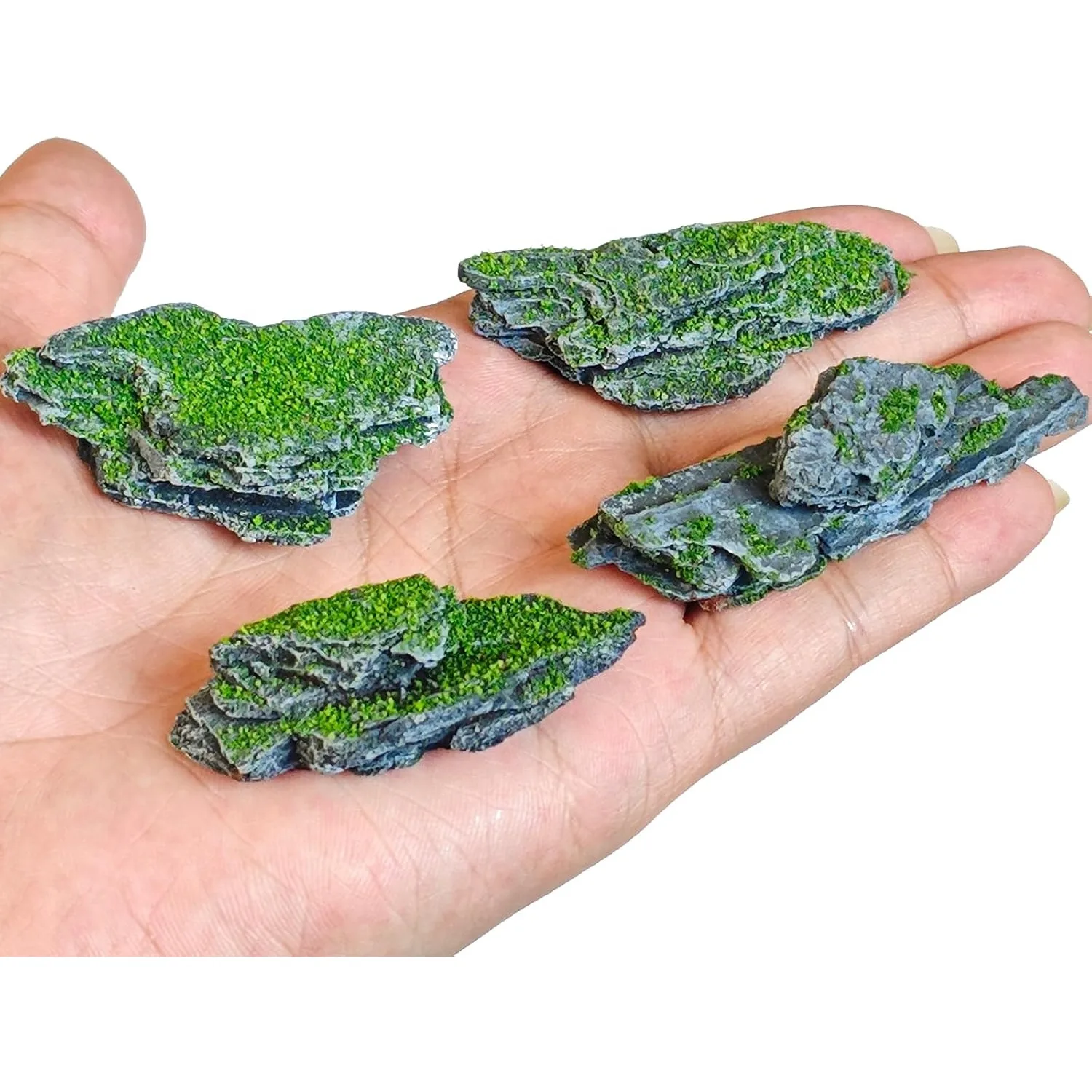 12pcs Handmade Bark Moss Covered Mini Imitation Rocks Aquarium Bonsai Micro Landscape Terrarium Diorama Decor