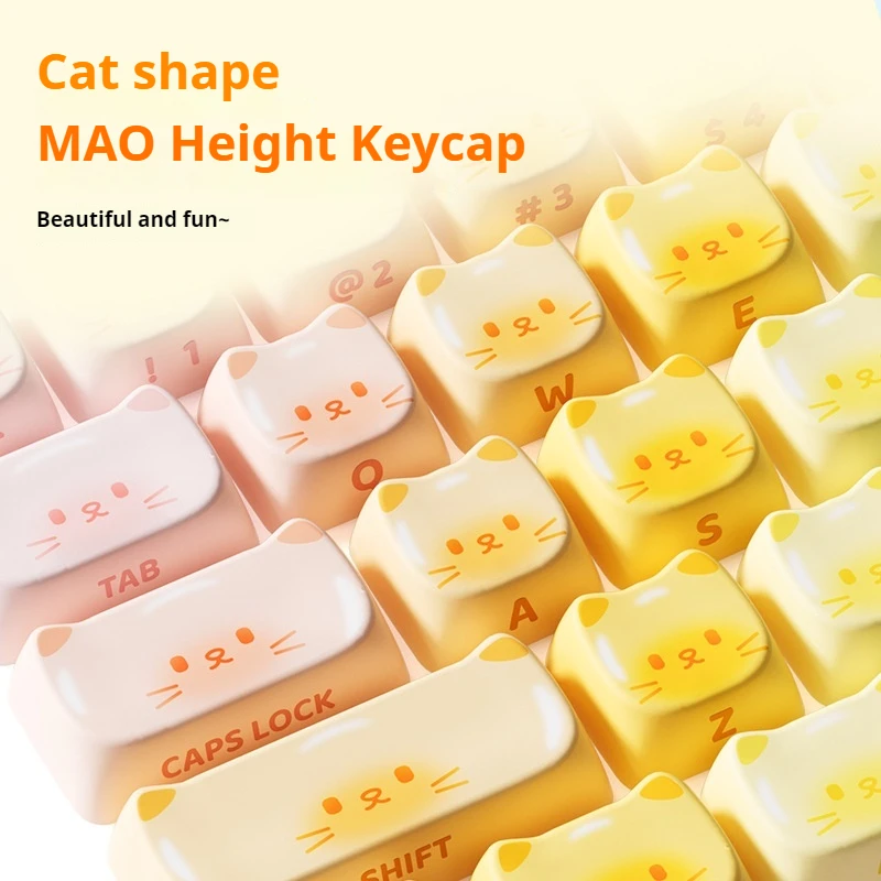 Mao Keycaps Colorful Candy Cat Mechanical Keyboard Keycaps Pbt Cute Cat Girls Keycaps Cross Switch Alice Keyboards Accessices