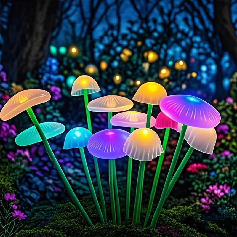 Pop Outdoor LED Jellyfish Sway Lawn Lights Garden Decor Waterproof Solar Pathway Mushroom Light For Patio Balcony Yard Flowerbed
