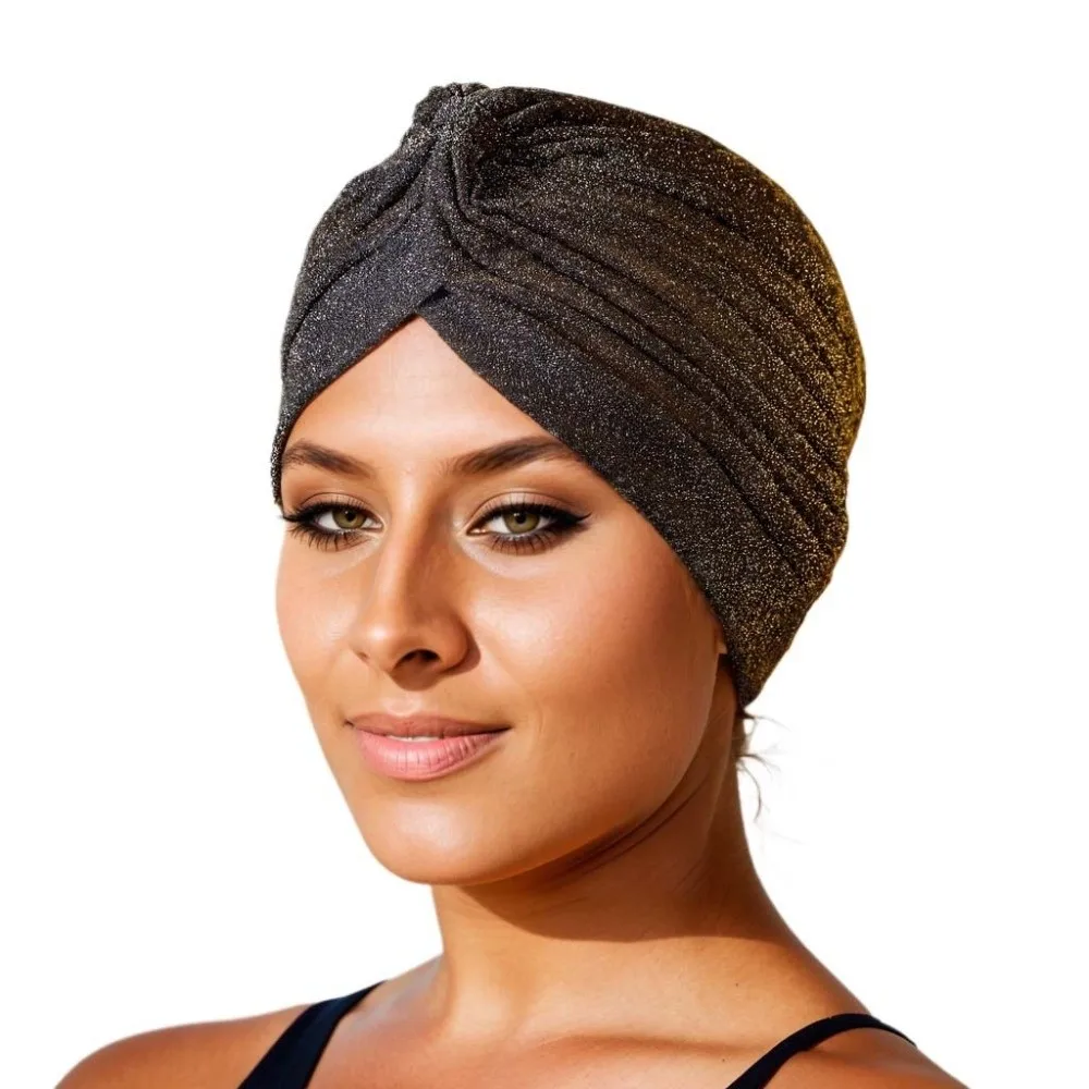 

Comfortable Shiny Hijab Caps Wrap Style Soft Polyester Twist Knot Turban Hat Breathable Elastic Head Wrap Cap Women Headwear
