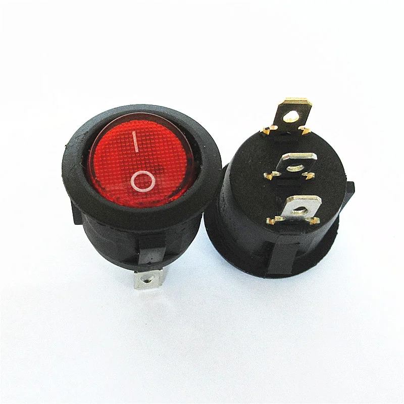 5pcs OPEN HOLE 20MM ROUND SWITCH BUTTON 4/3/2 PIN TWO GEARS THREE GEARS KCD1 SMALL POWER SHIP TYPE SWITCH WITH LIGHT