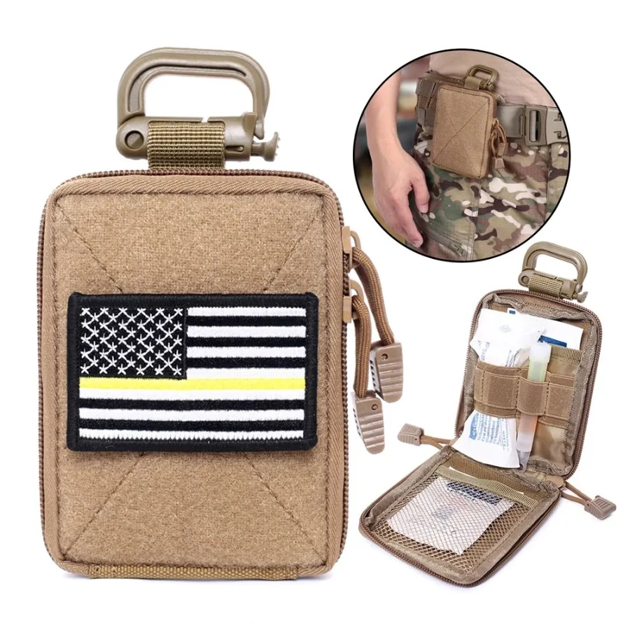 

【New style】Outdoor medical emergency storage bag Molle multifunctional tactical waist bag EDC tool bag Military fan accessory b