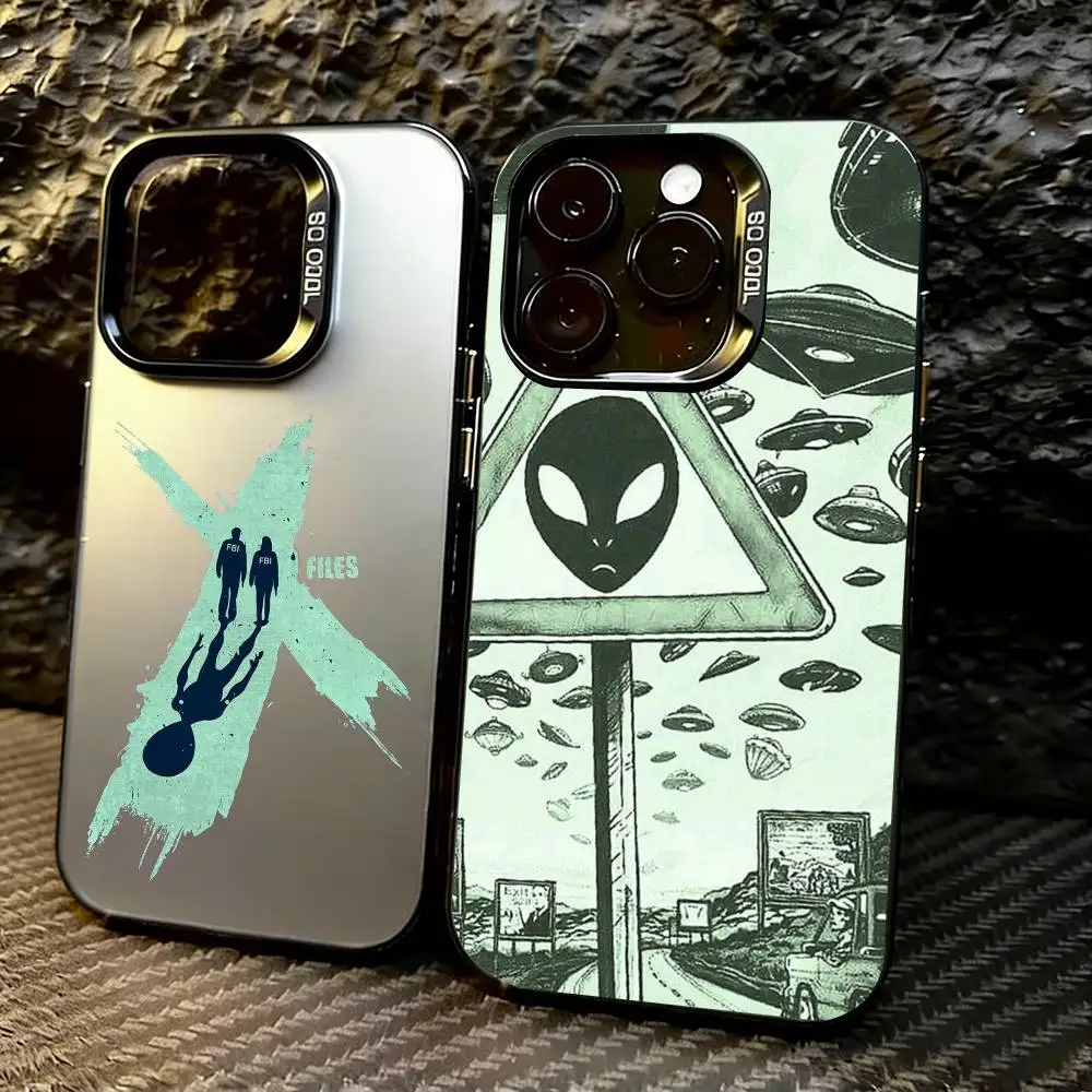 

TOP SECRET UFO x-files Phone Case For iPhone 17,16,15,14,13,12,11 Plus,Pro Max,XS,Colored Silver Plated Inside Cover