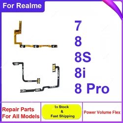 Power Volume Buttons Flex Cable For Realme 8 8i 8S 8 9 Pro 7 4G 5G Side Power Volume Keys Flex Ribbon Mini Trigger Parts