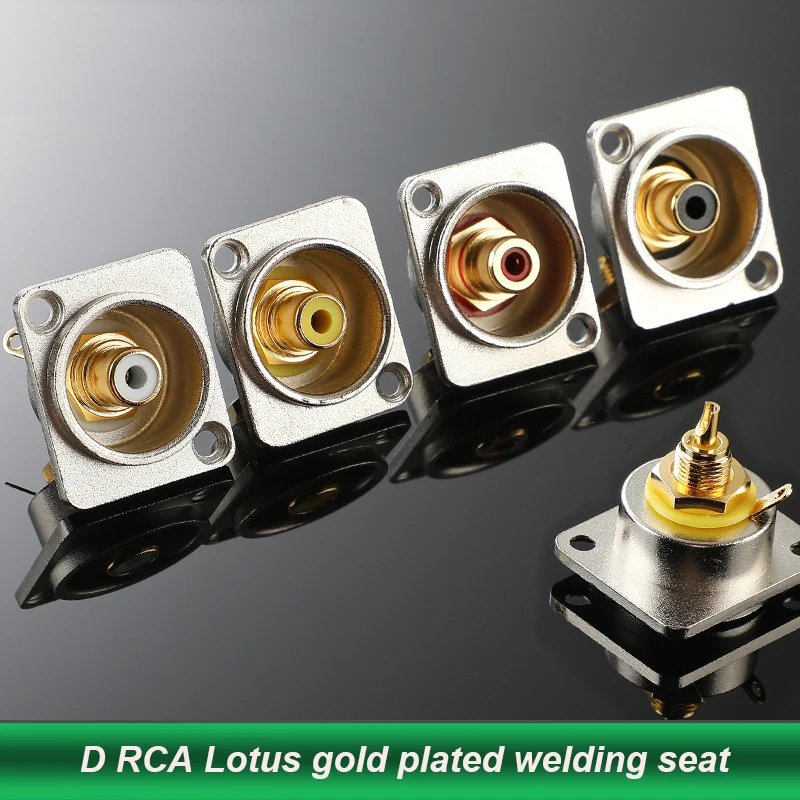 

A367A-B Type D RCA Solder Gold Plated Chassis Mounting 86 Panel Module Soldering Female Socket AV RCA Audio Connection Adapter