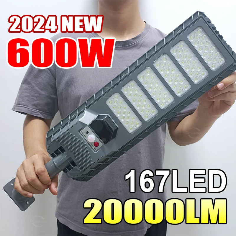 

600W 20000LM Big Solar Light for Outdoor Solar Lamp Sunlight Motion Sensor Light Remote Control Waterproof Street Wall Yard Lamp