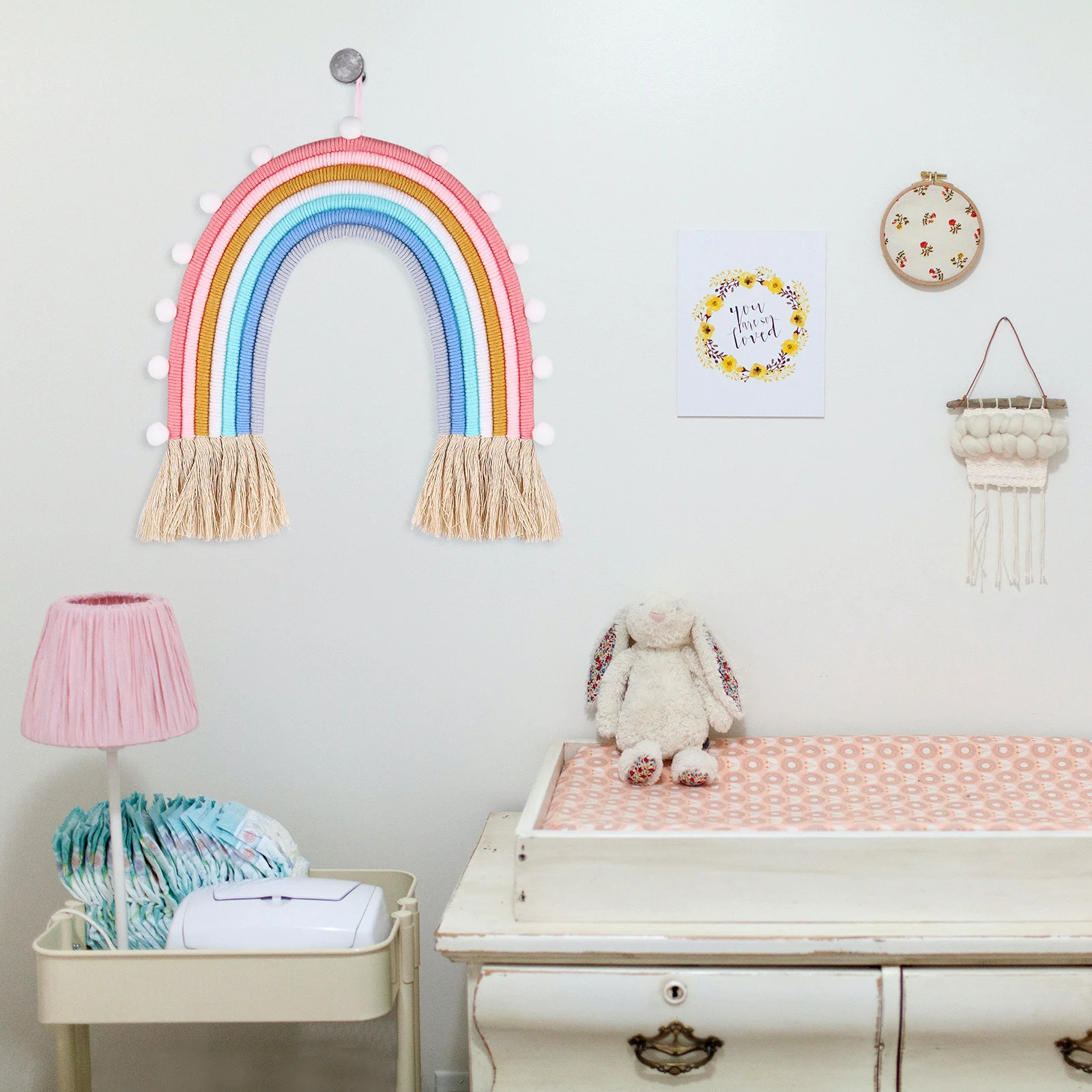 

1pc Rainbow Hanging Decor Hand Woven Cotton Pendant Wall Art Boho Home Ornament For Living Room Bedroom Gift