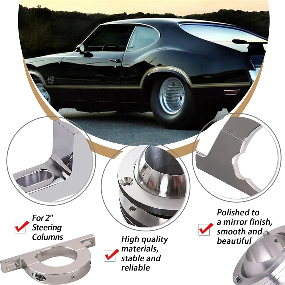 

2" Swivel Base Floor Mount & 2" Column Polished Aluminum keyed Steering Column Mount Combo for Vehicles