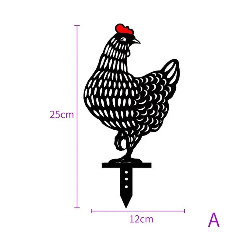 Garden Ornaments Acrylic Chicken Yard Art Garden Statues Backyard Lawn Stakes Plastic Hen Yard Decor Creative Outdoor Garden