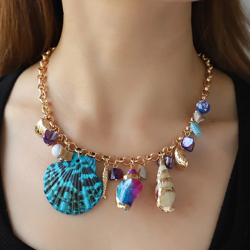 2024 Spring/Summer New Beach Style Shell Pendant Exaggerated Necklace Women\'s Fashion Necklace