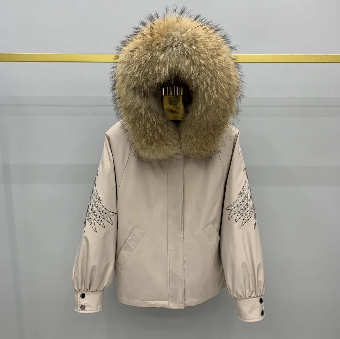 Women's 2024 New Long Sleeve Chic Fur Jackets Feminine Removable Rex Rabbit Liner Fur Integrated Women's Clothes Fashion Parkas