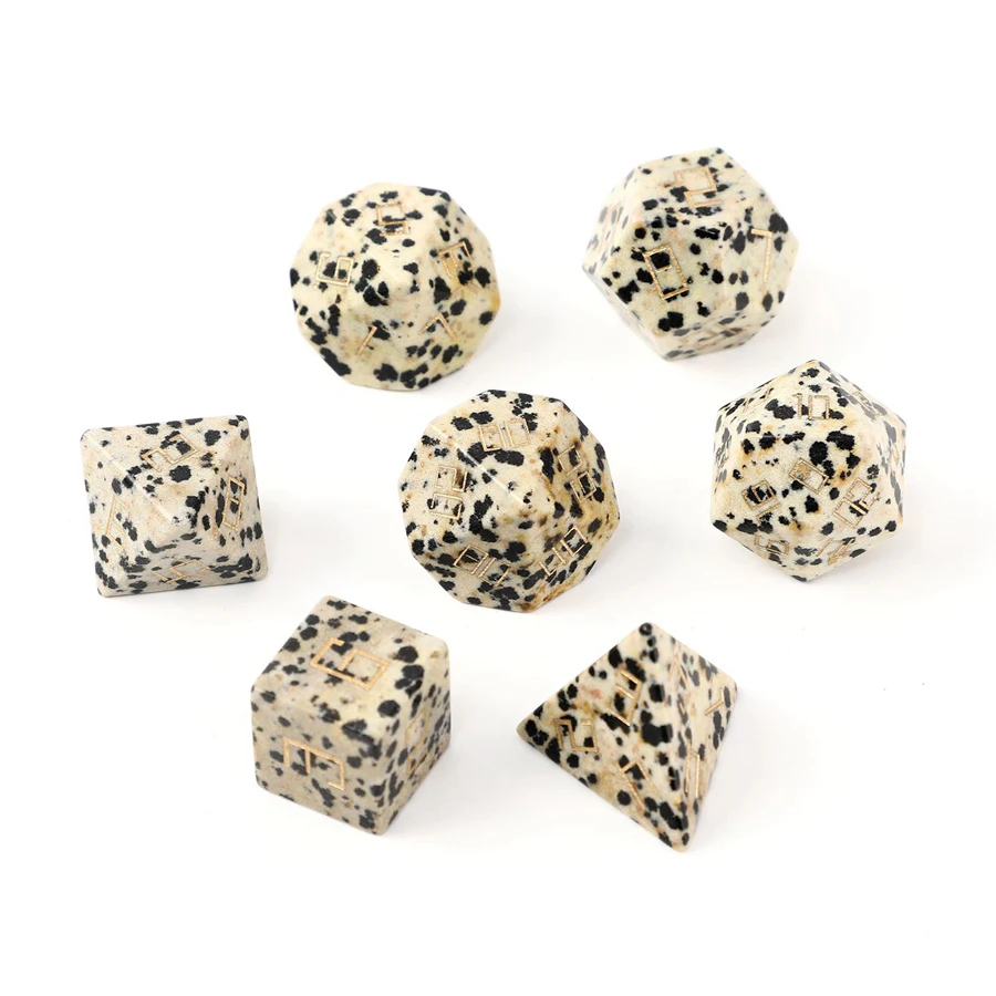 Spot Goods Natural Dot Stone Polyhedral DND RPG Gemstone Dice Ornaments Jewelry Accept Custom Font Symbol Pattern Logo