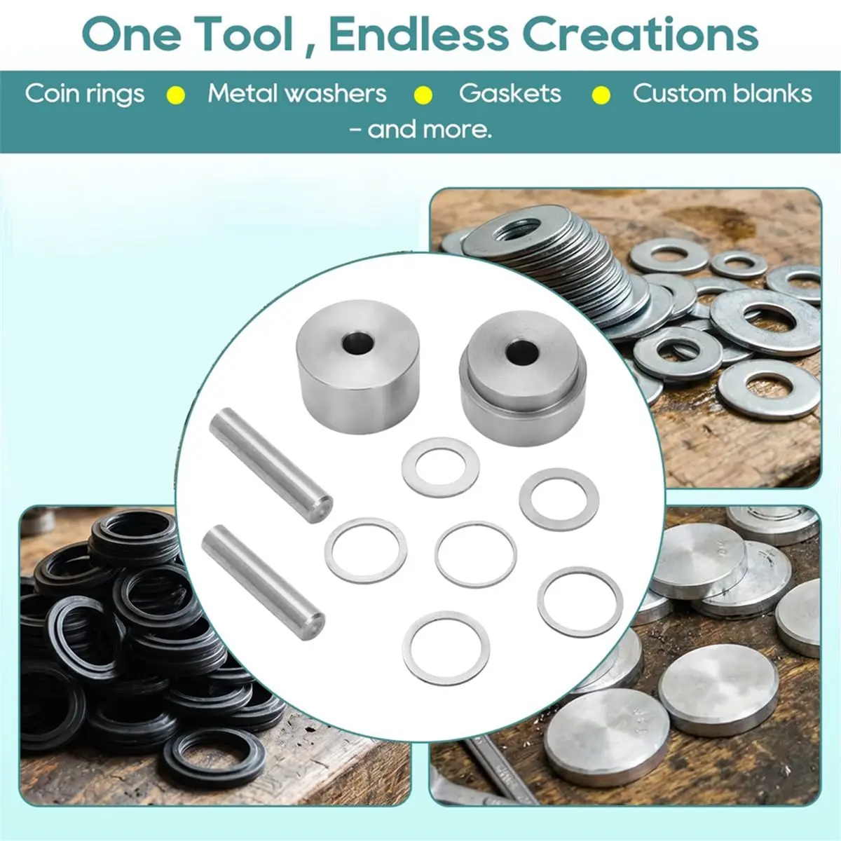 Coin Ring Puncher & Spacer Set Self Centering Coin Ring Jewelry Making Tool,7/16