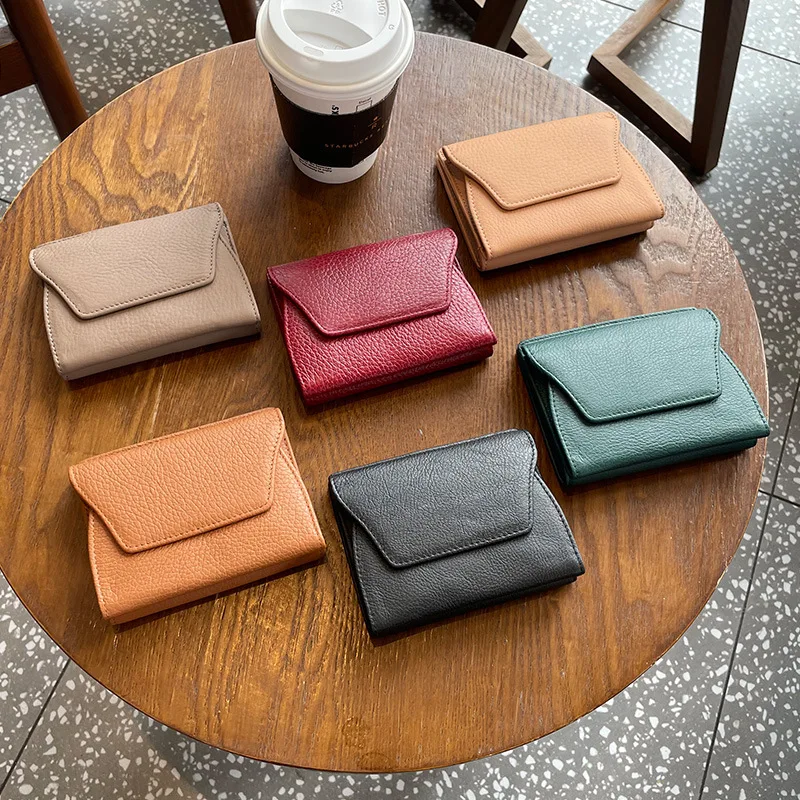 Large-capacity Genuine Leather Wallet Women, Short Wallet, Top Layer Cowhide Coin Purse