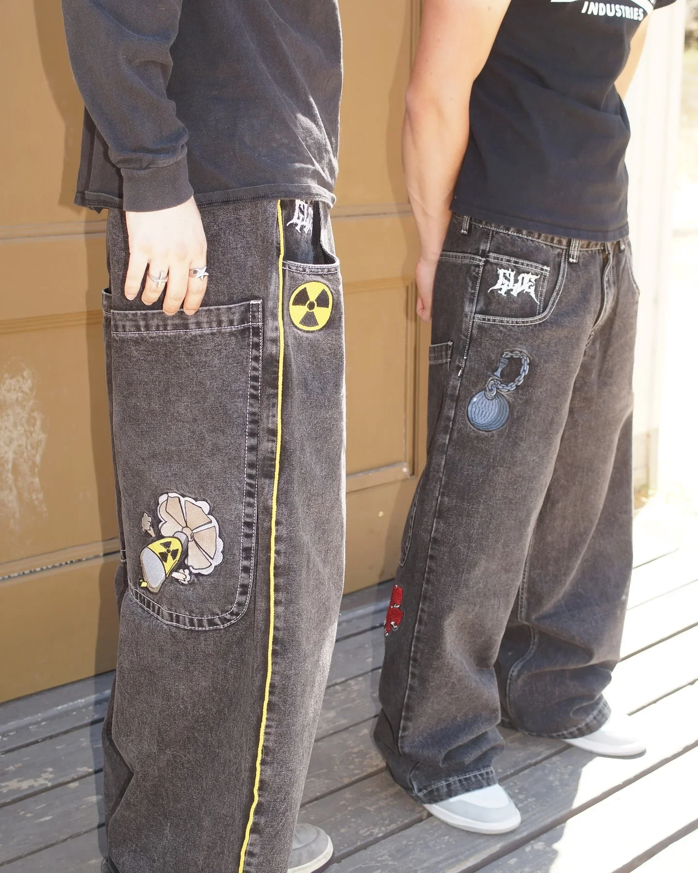 Y2K Goth Men Women Fashion Hip Hop Wide-leg Jeans Retro American 