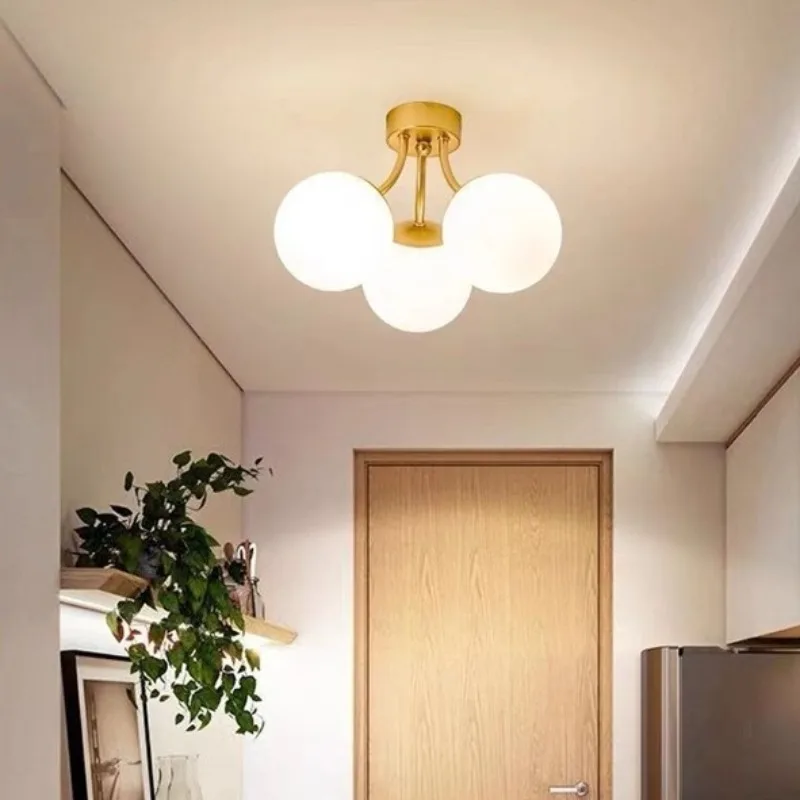 

Modern Restaurant Light Nordic Simple Personalized Frosted Glass Aisle Light Study Bedroom Black Gold Magic Bean Ceiling Light