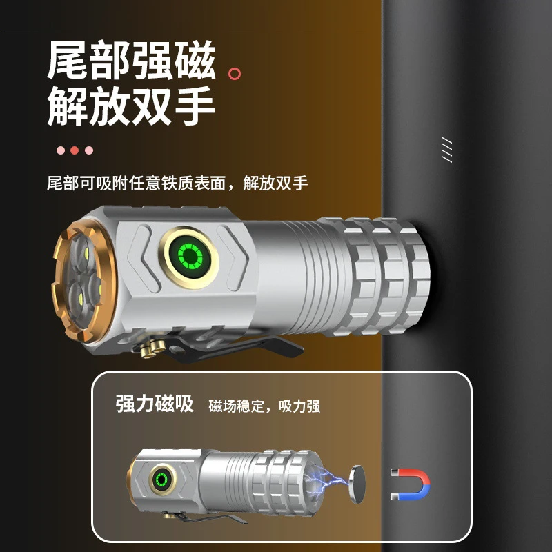 New Ultra Powerful Flashlight 3 Core LED Mini Tactical Flashlight USB Rechargeable High Power LED Torch With Magnet Hand Lamp