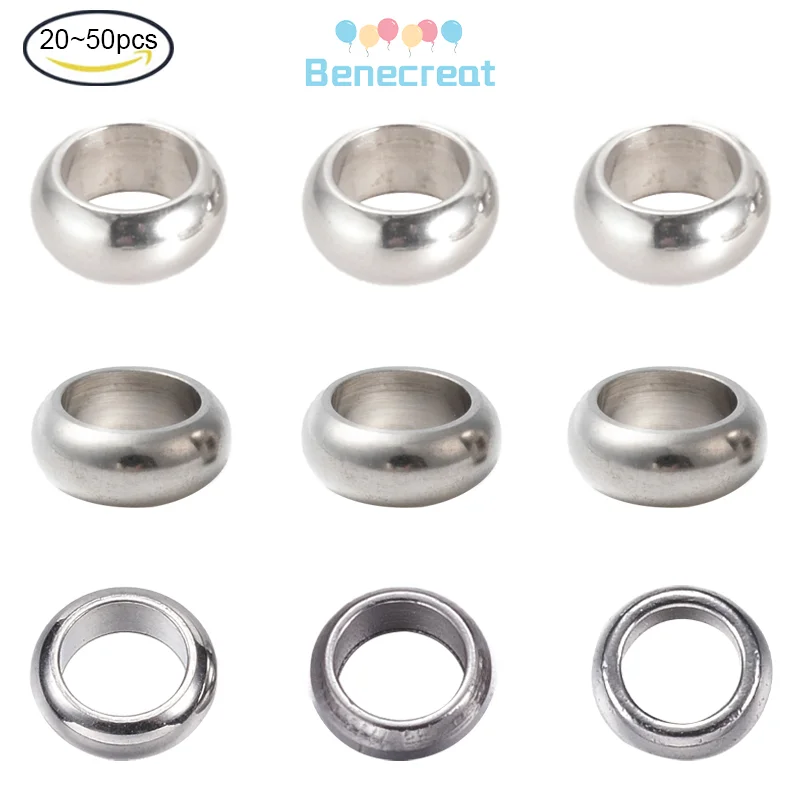 20PC-50PC 304 Stainless Steel Spacer Beads Ring Rondelle Stainless Steel Color 4~8x1.5~2mm Hole: 3~5mm