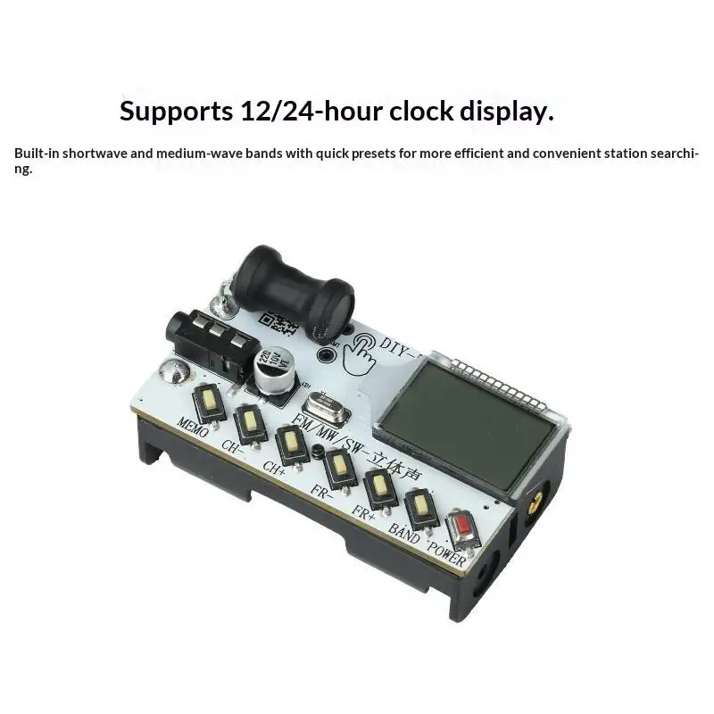 DIY 87-108MHz Radio Receiver Module FM/MW/SW Band LCD Screen AA Battery Operated for Home Outdoor Use