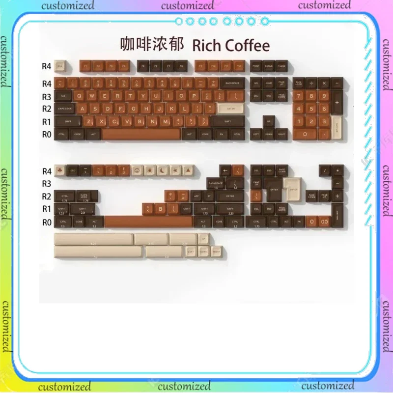 

New Limited Edition Original AVIT SA Keycaps Coffee Rich Customized 173 Key Two Color Large Complete Set of ABS Material Keycaps