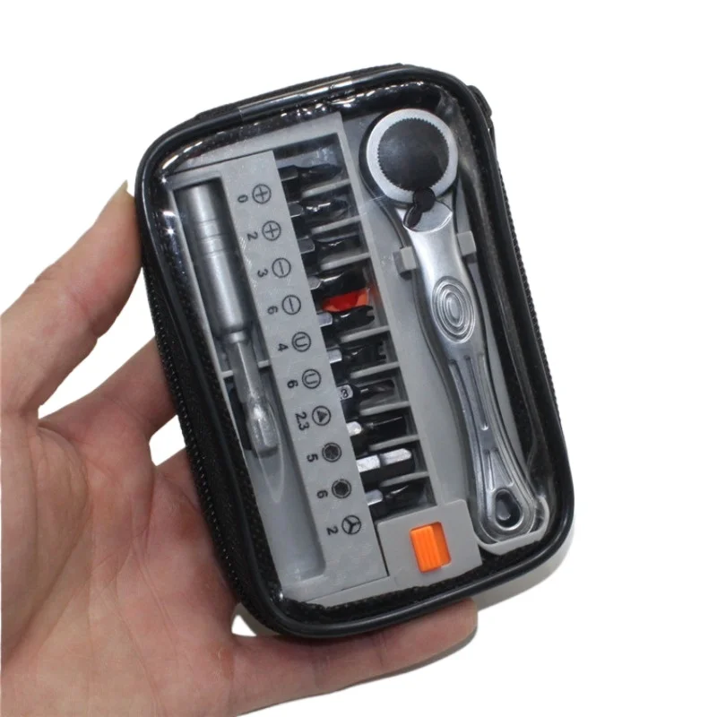 Portable Pocket Ratchet Screwdriver Bit Set Mini Screwdriver Kit with Storage Bag, Multi-Function Repair Tool for Home & Outdoor