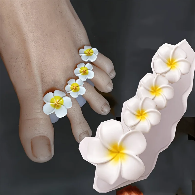 Soft silicone white flower shaped toe separator, nail art applicator, convenient toe separator