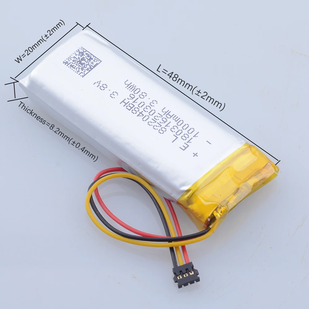 3.8V 1000mAh 3.8wh Lipo Rechargeable Battery 822048 + JST 3pin MX 1.2mm Plug For MP3 GPS Recorder Headset Valve Index Controller