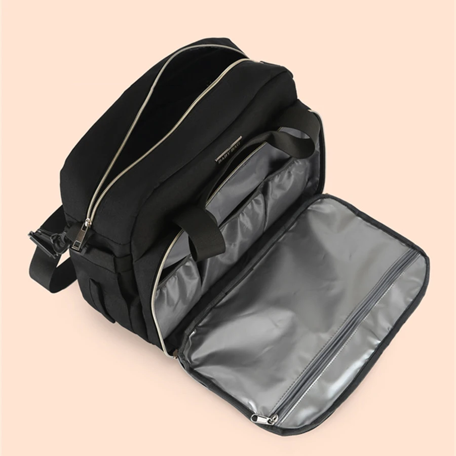 متعددة الوظائف الأمومة الأم الطفل عربة أكياس نمط جديد حقيبة حفاضات مقاومة للماء أسود حقيبة سفر سعة كبيرة