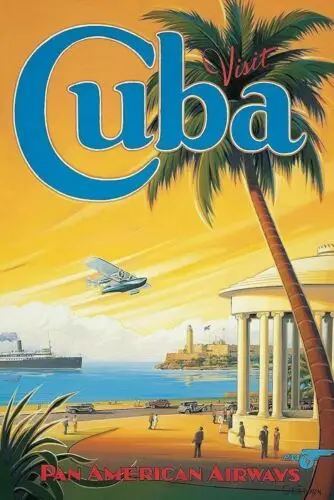 CUBA (PANAM) Vintage Retro Airline Travel Metal Sign Pub Bar Plaque