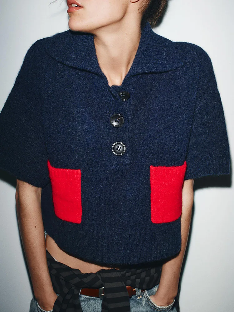 

Sweet Sli Simple ort Sve Knitted irt New Arrival for Women Autumn 2025 Faionable Versatile Basic Color Str...