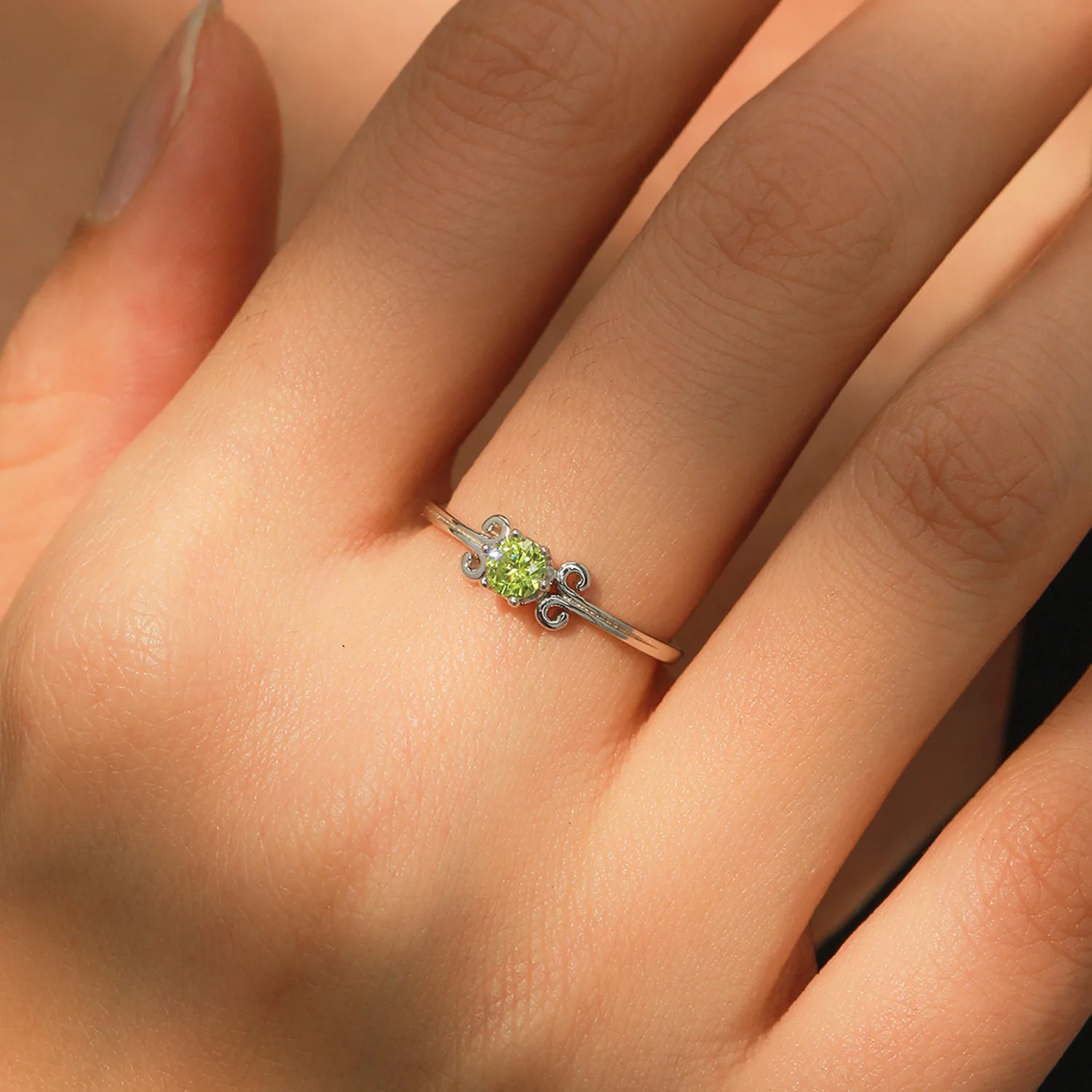 S925 Sterling Silver Fresh Apple Green Colorful Treasure Temperament Ring Women's Fashion Classic Single Diamond Finger Ring