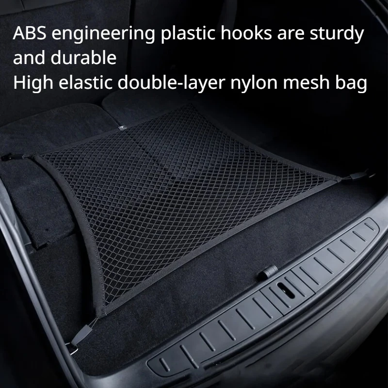 Trunk Luggage Storage Net Bag Hook for Tesla Model X Double Layer Traveling Baggage Rear Cargo Fixed Net ModelX Car Accessories