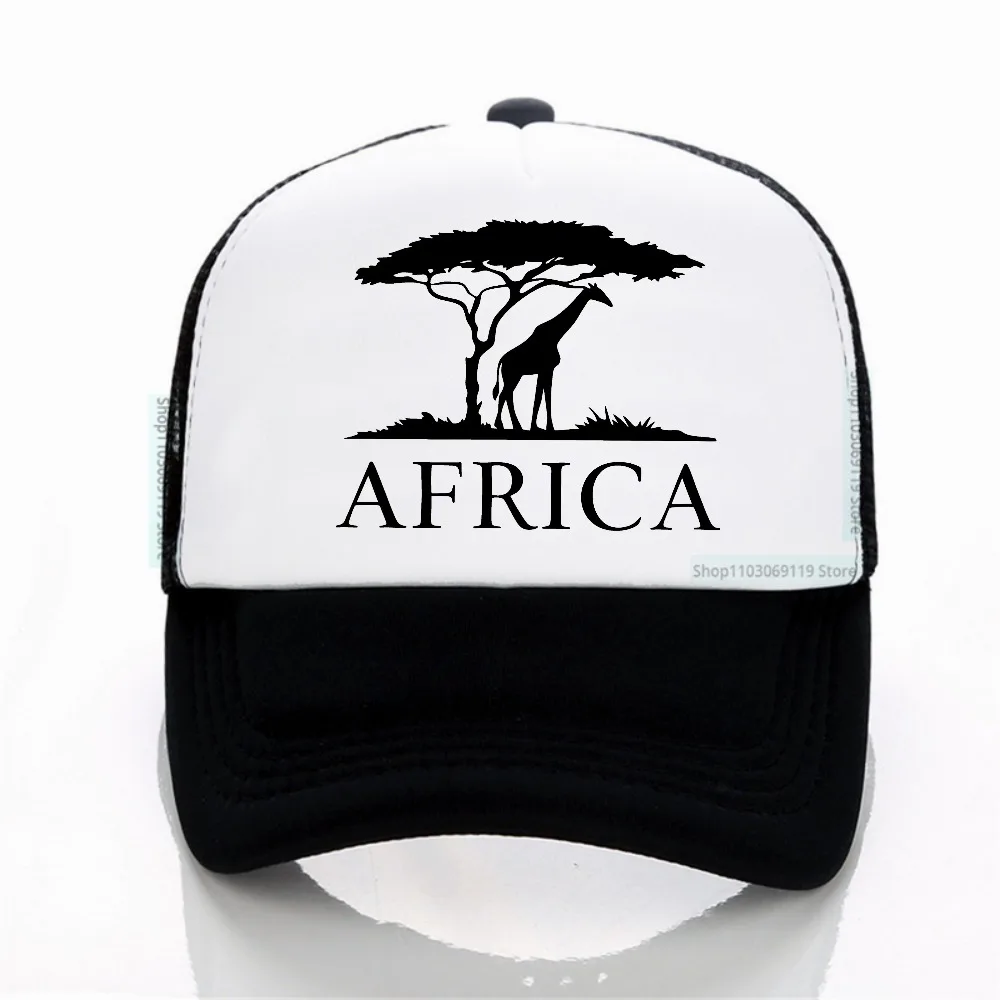 

with Giraffe & Acacia Tree Design Breathable Baseball Cap fashion summer casual Snapback Hat outdoor mesh Adjustable Sun hats