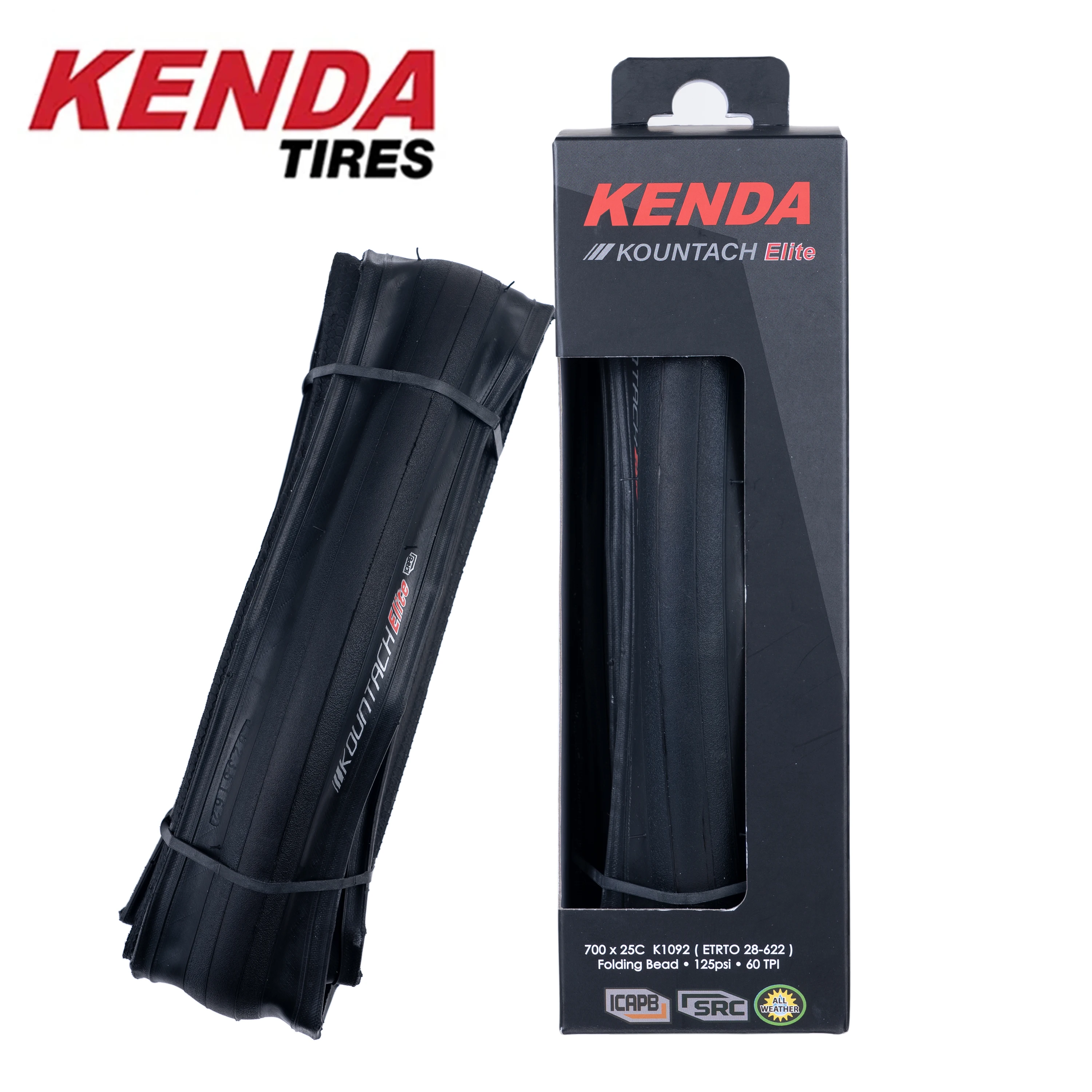 Kenda K1092 KOUNTACH ELITE Bicycle Tire 700x25C Folding Bead Road Bike Tyres IRON CAP BELT Anti-puncture Layer Protection 125psi