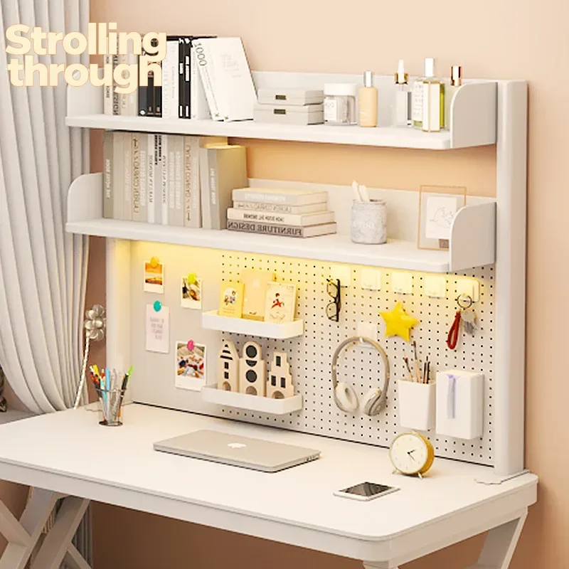 

Multifunction Storage Rack Desktop Storage Shelf Multi-layer Perforated Board Bookshelves on The Table Books Organizer
