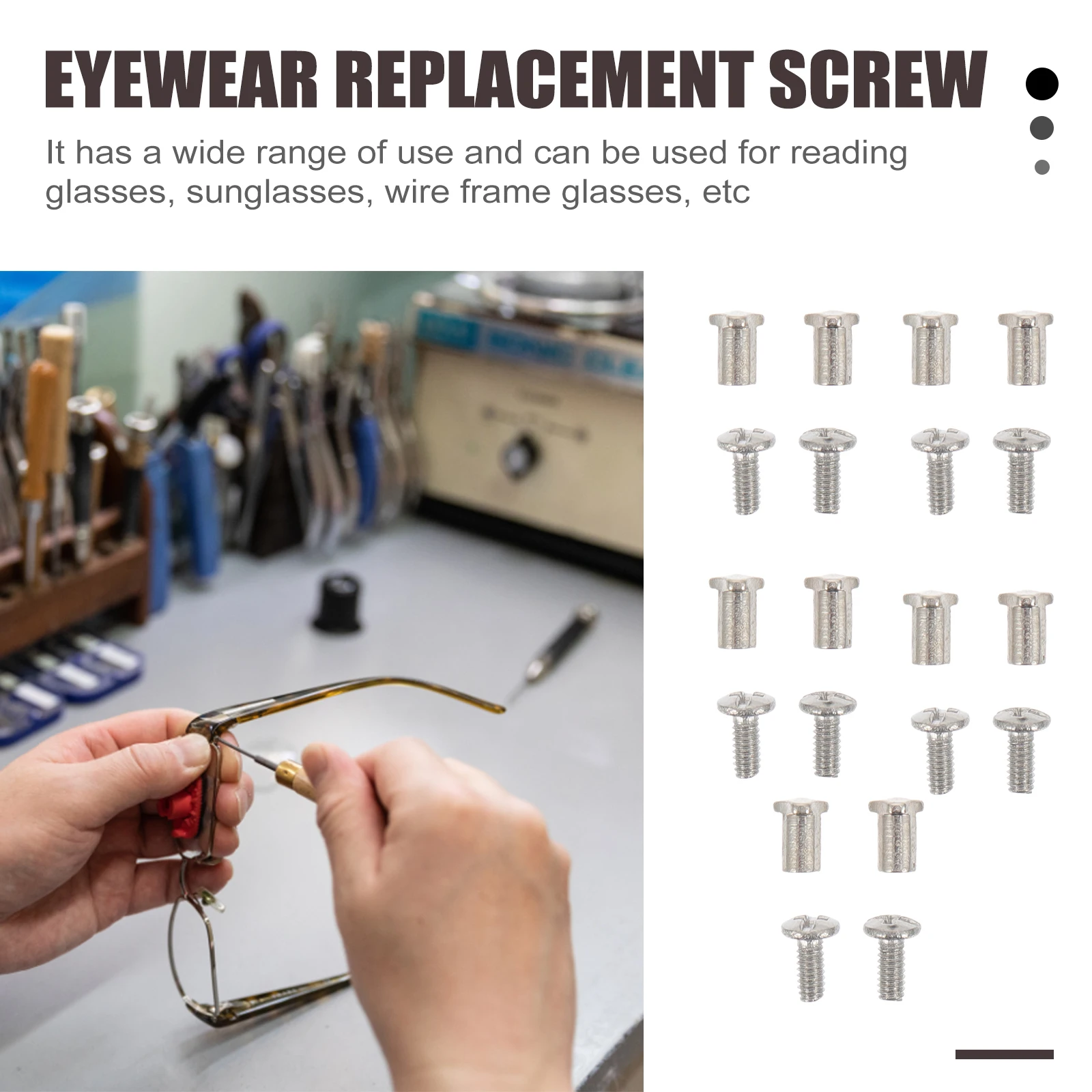 2 Sets Metal Eyeglasses Screws Eyeglasses Glasses Screws Nut Sunglasses Glasses Repair Tools Eyewear Replacement Accessories