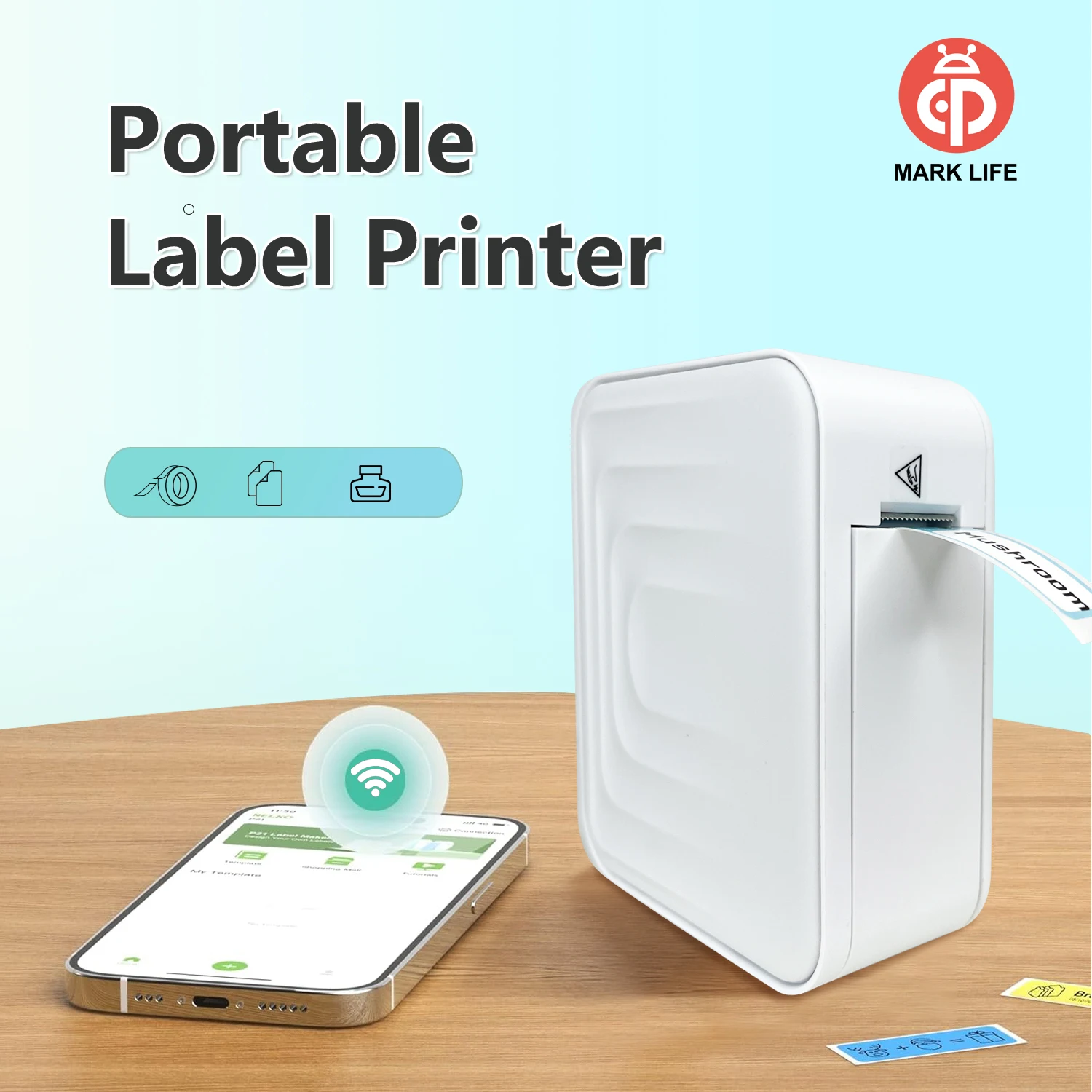 

Мини-умный принтер Marklife для этикеток B1 D110 B21 M1, Bluetooth-принтер для наклеек без чернил для офиса, кухни, школы в подарок/маркинг