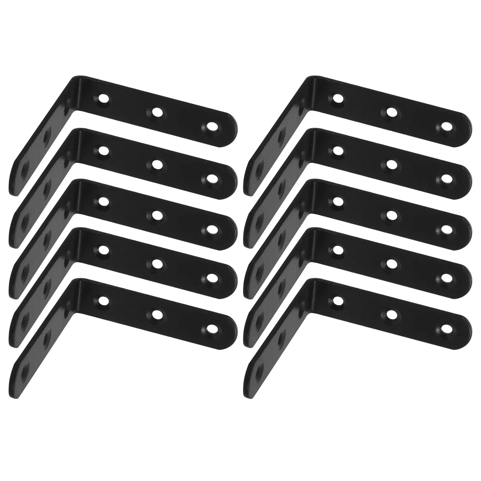 10Pcs Black Iron Right Angle Brackets L Shape Shelf Supports Corner Braces for Wood Cabinets Shelves Countertops Stability