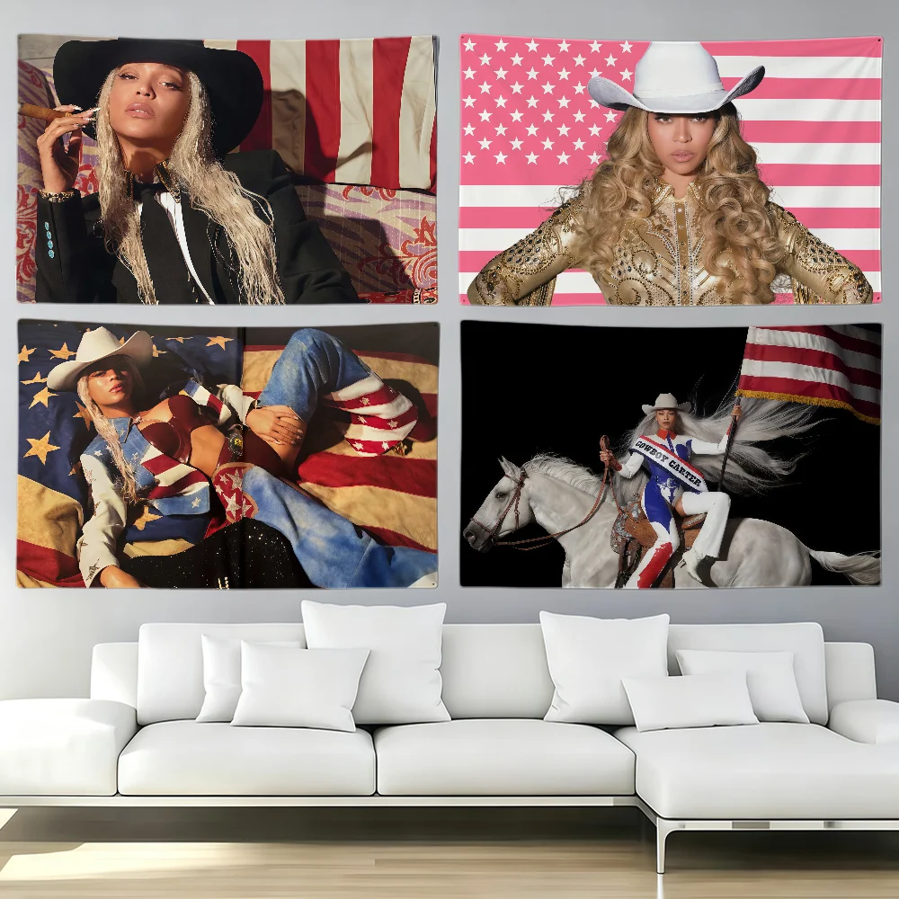Singer Beyonce Cowboy Carter Flag Party Club Outdoor Interior Wall Decoration Banner Fans Gift Print Decor Flag