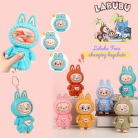 NEW Labubu Face Changing Doll Keychain LaBuBu Cartoon Stress Relieving Toys Creative Fun Pendant Bag Accessories Children Gifts