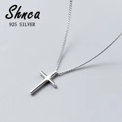 Punk 925 Sterling Silver Cruz Colar de Pingente para Mulheres, Colares de Moda Simples, Novo, Venda Quente, XN023