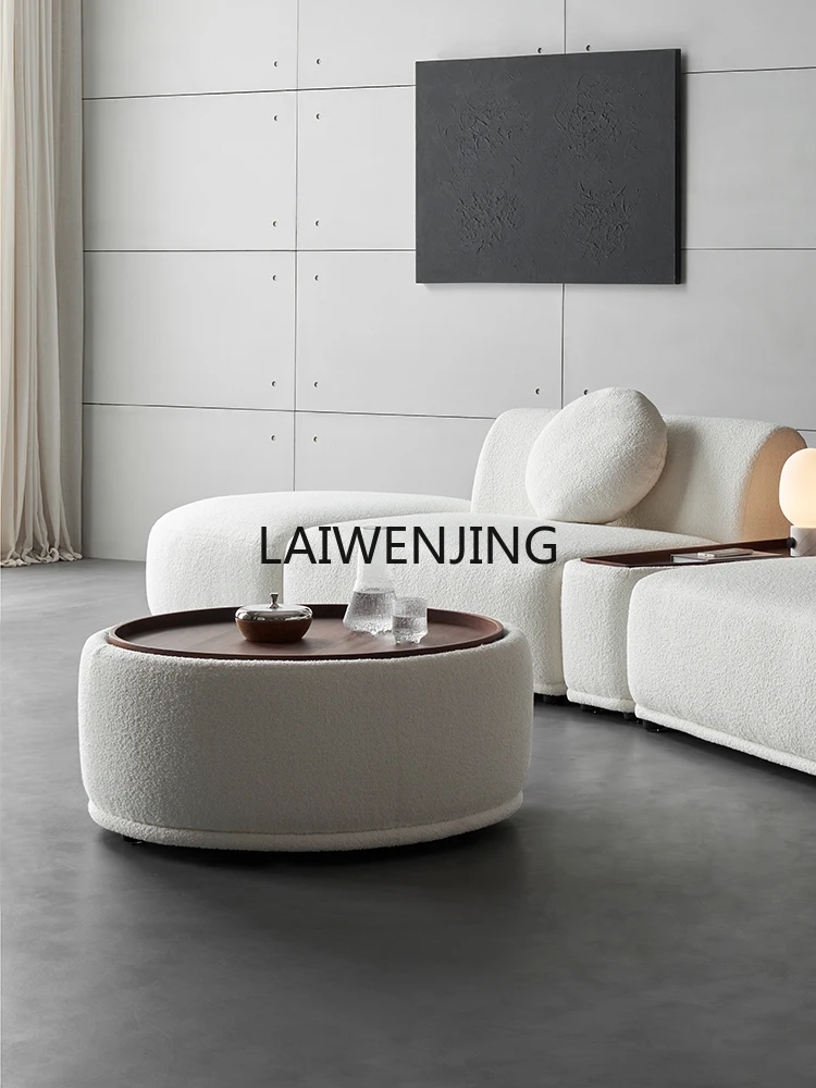 

HLZ wabi sabi North American black walnut solid wood round coffee table living room Italian minimalist sofa side table
