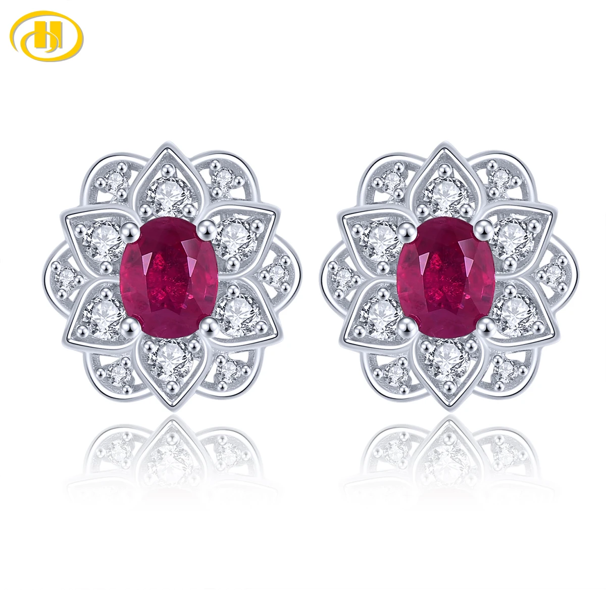 

Серьги-гвоздики из серебра 0,9 пробы с натуральным Рубином